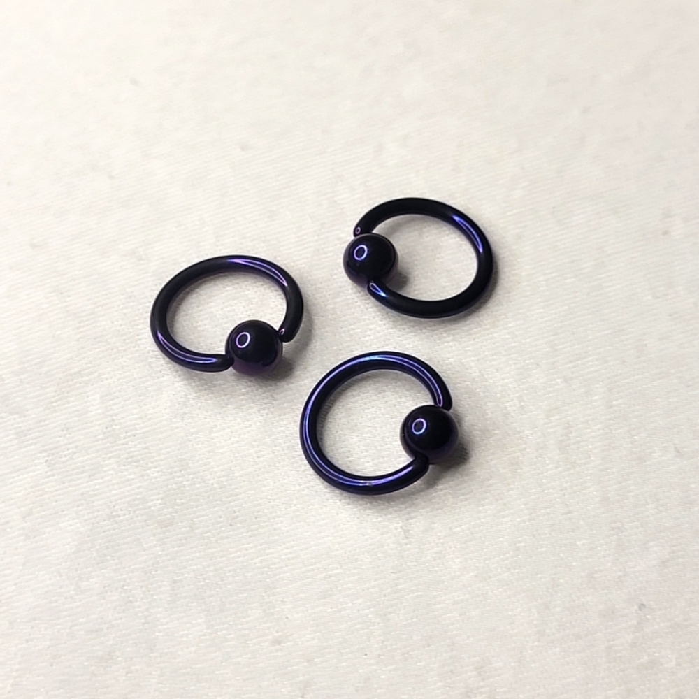 Dark Purple 14 Gauge 3/8" Captive Bead Ring Piercing Jewelry